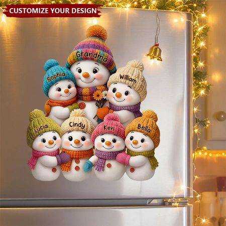 Frohe Weihnachten Schneemann Oma und Enkelkinder - Personalisierter Familienaufkleber